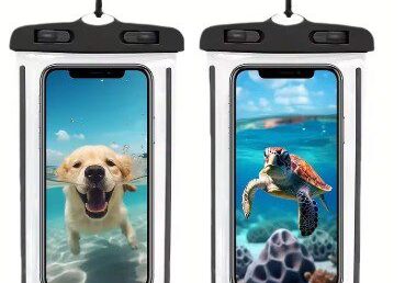 A couple of phones with pictures on them