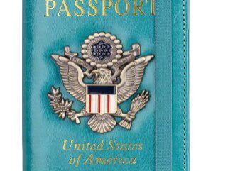 A passport cover with an eagle on it.