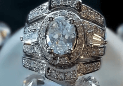 Vintage 3-in-1 Lab Diamond Ring Set 14K White (1)