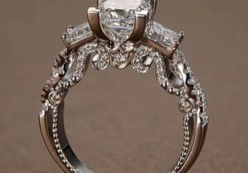 A diamond ring with three different shapes on it.