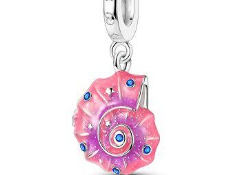 A pink and purple flower with blue accents.
